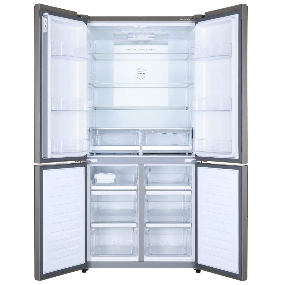 Haier Cube Series American Style Four Door Fridge Freezer Non Ice & Water HTF-610DM7 – STAINLESS STEEL