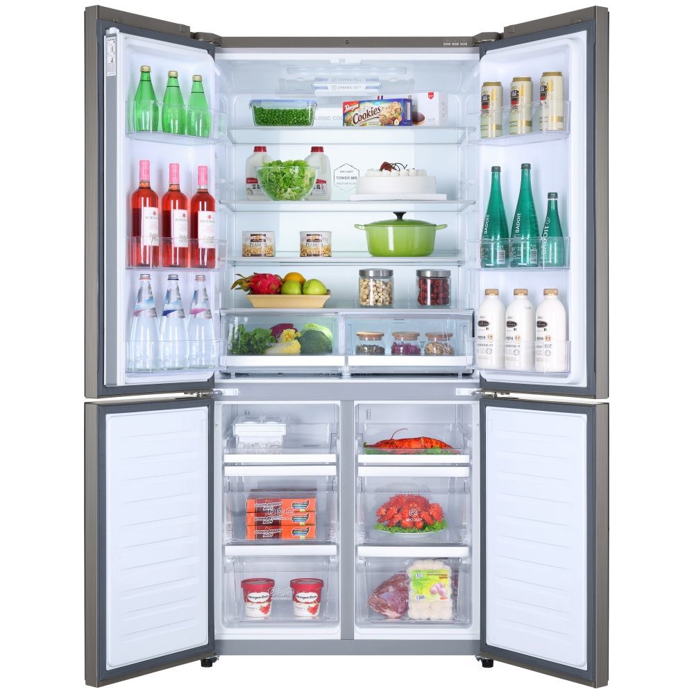 Haier Cube Series American Style Four Door Fridge Freezer Non Ice & Water HTF-610DM7 – STAINLESS STEEL