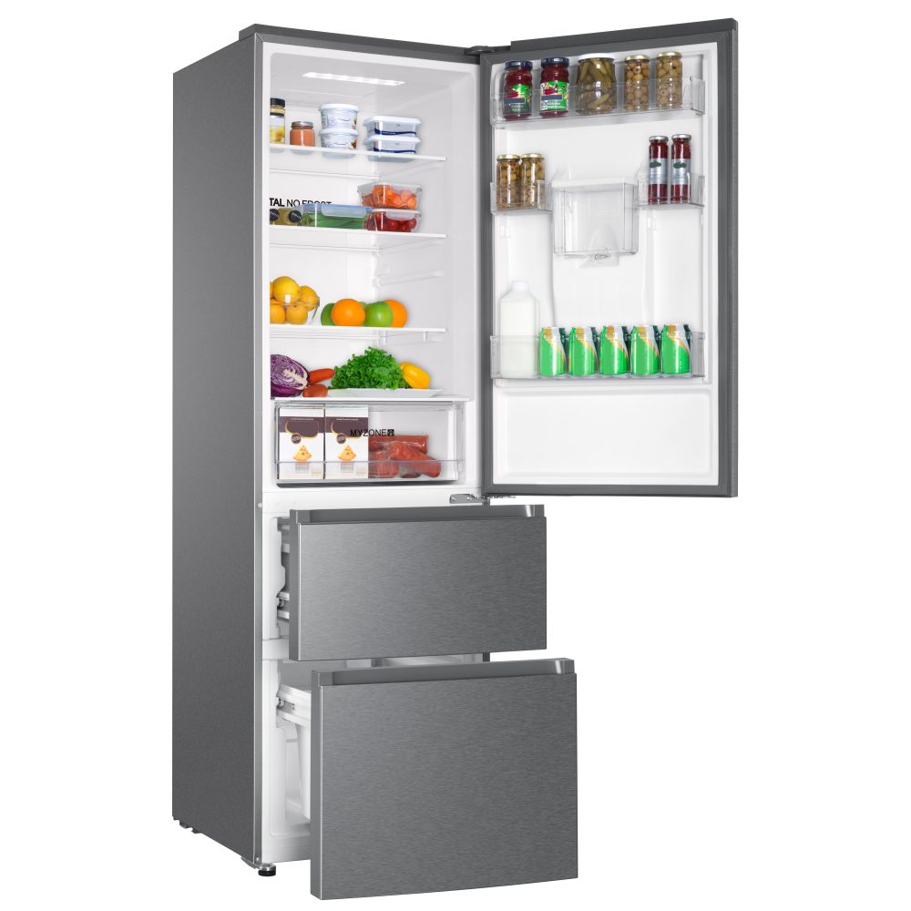Haier HTR3619FWMP 3D Series 3 60cm MyZone Frost Free Fridge Freezer With Water – SILVER