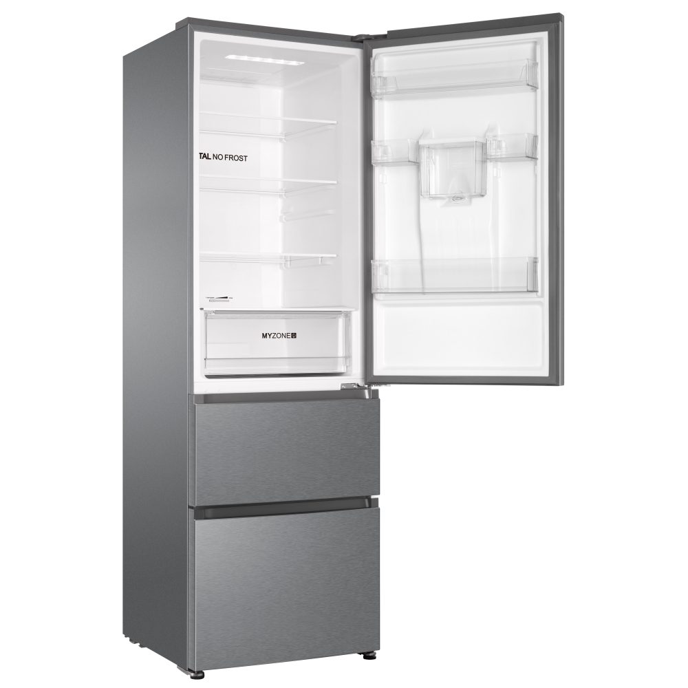 Haier HTR3619FWMP 3D Series 3 60cm MyZone Frost Free Fridge Freezer With Water – SILVER