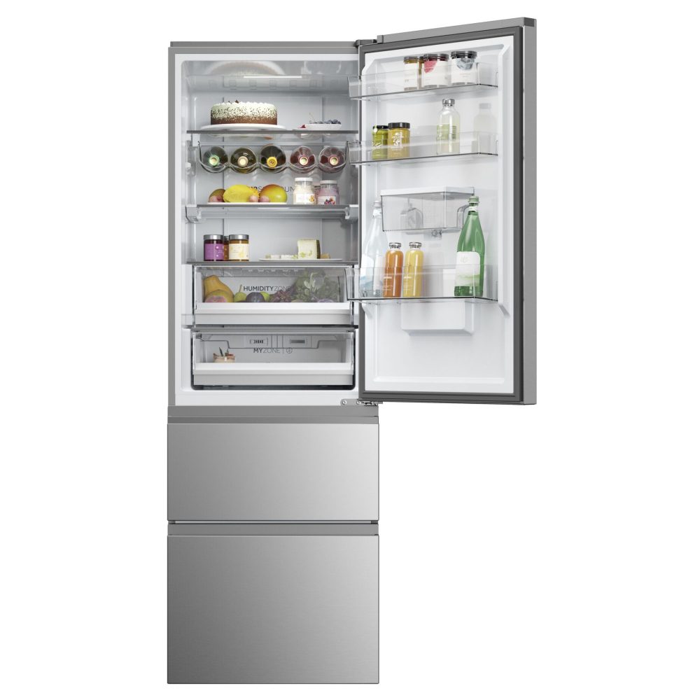 Haier 60cm Series 5 Frost Free Fridge Freezer With Water Dispenser HTW5618DWMG – Stainless Steel