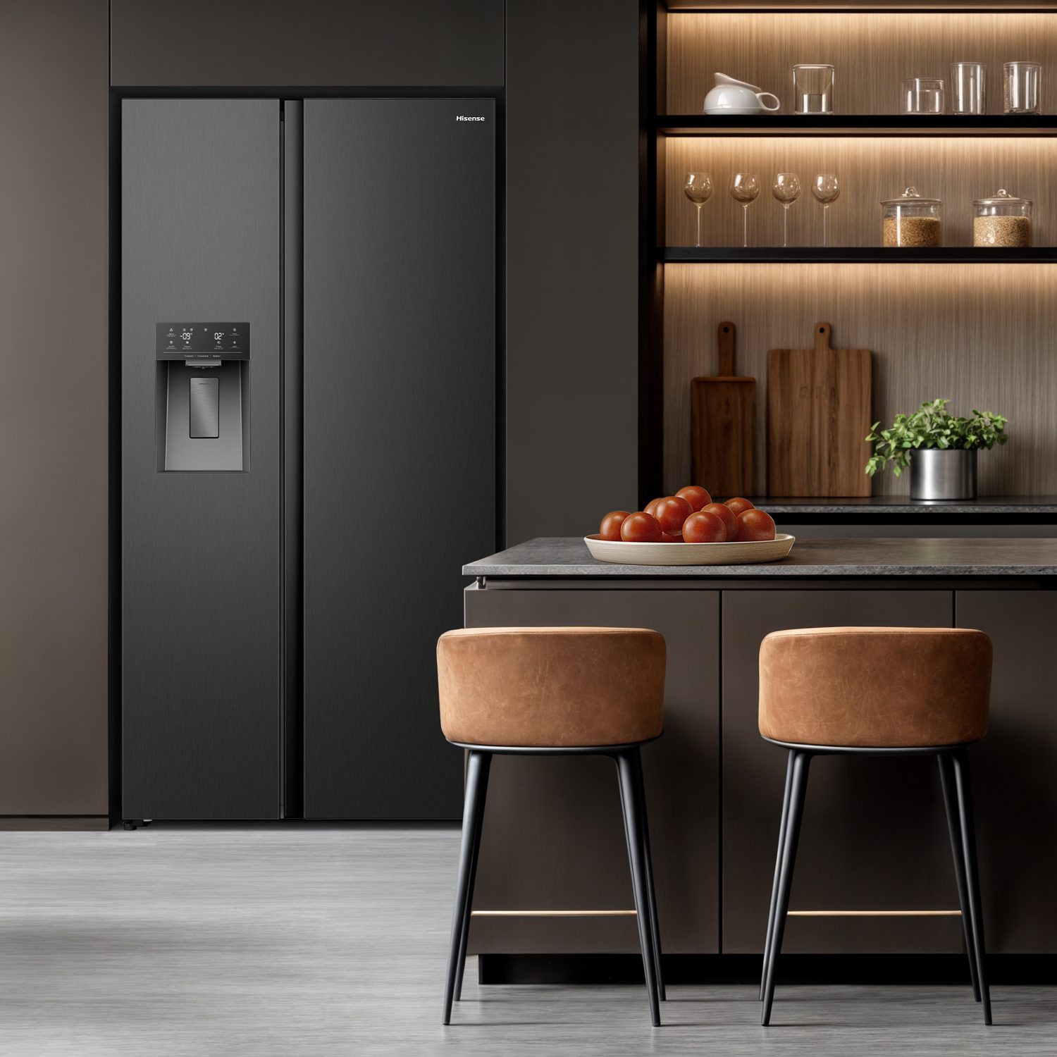 Hisense American Style Fridge Freezer Ice & Water Non Plumbed RS5P528STBE – Black