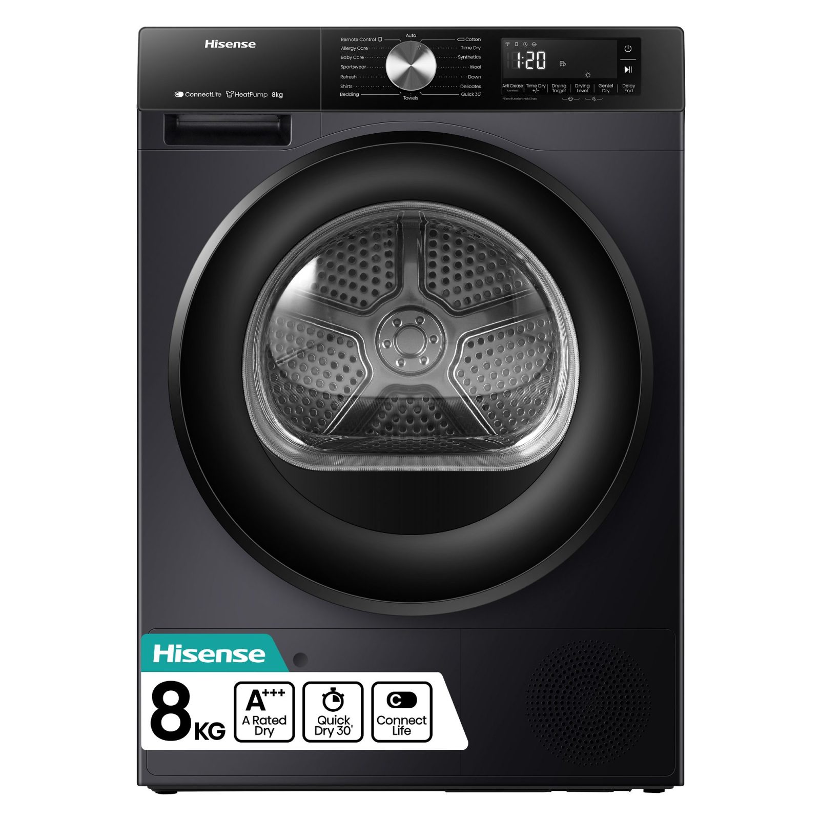 Hisense 8kg 3S Series Heat Pump Condenser Tumble Dryer DH3S802BB3 – Black