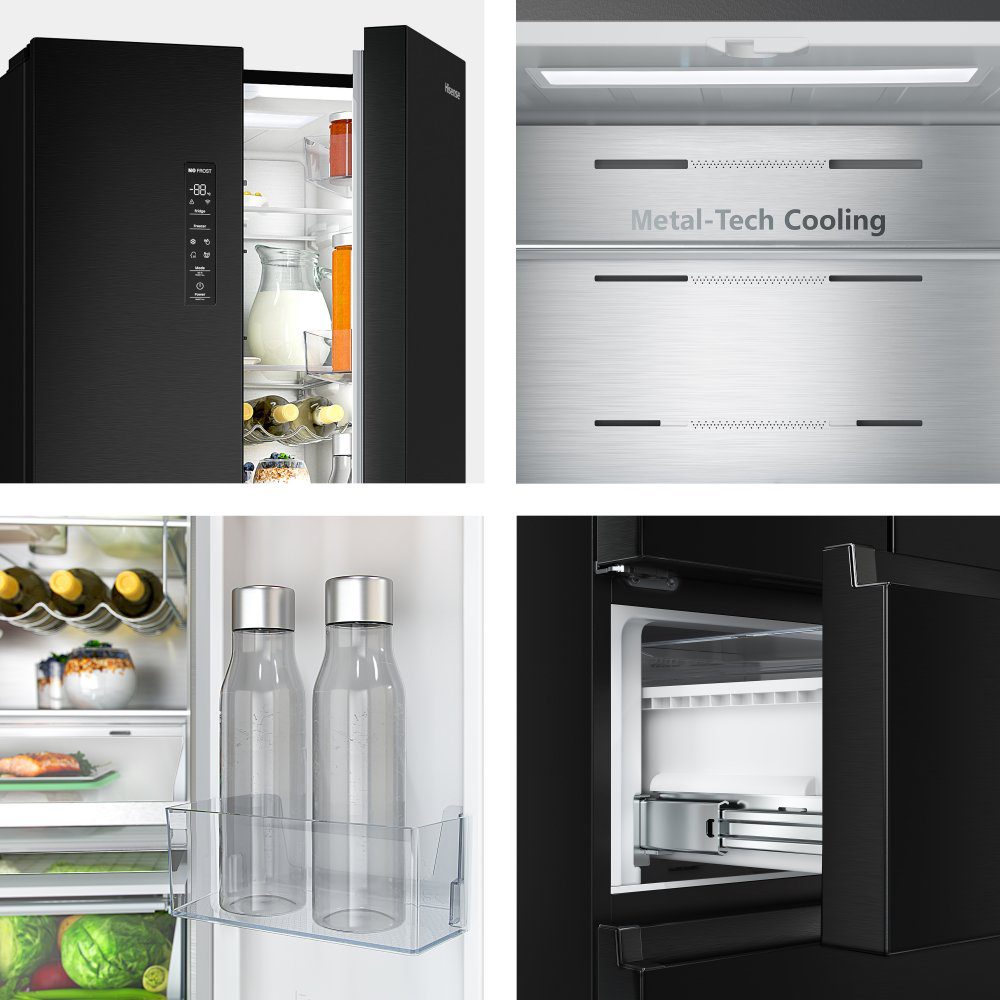 Hisense 70cm Frost Free Fridge Freezer RF632N4AFC1 – Black