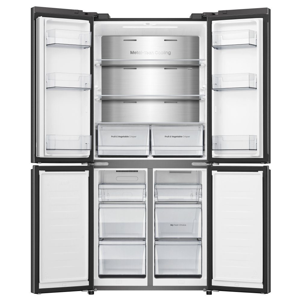 Hisense 79cm PureFlat Four Door Fridge Freezer RQ5P470SAFD – Black
