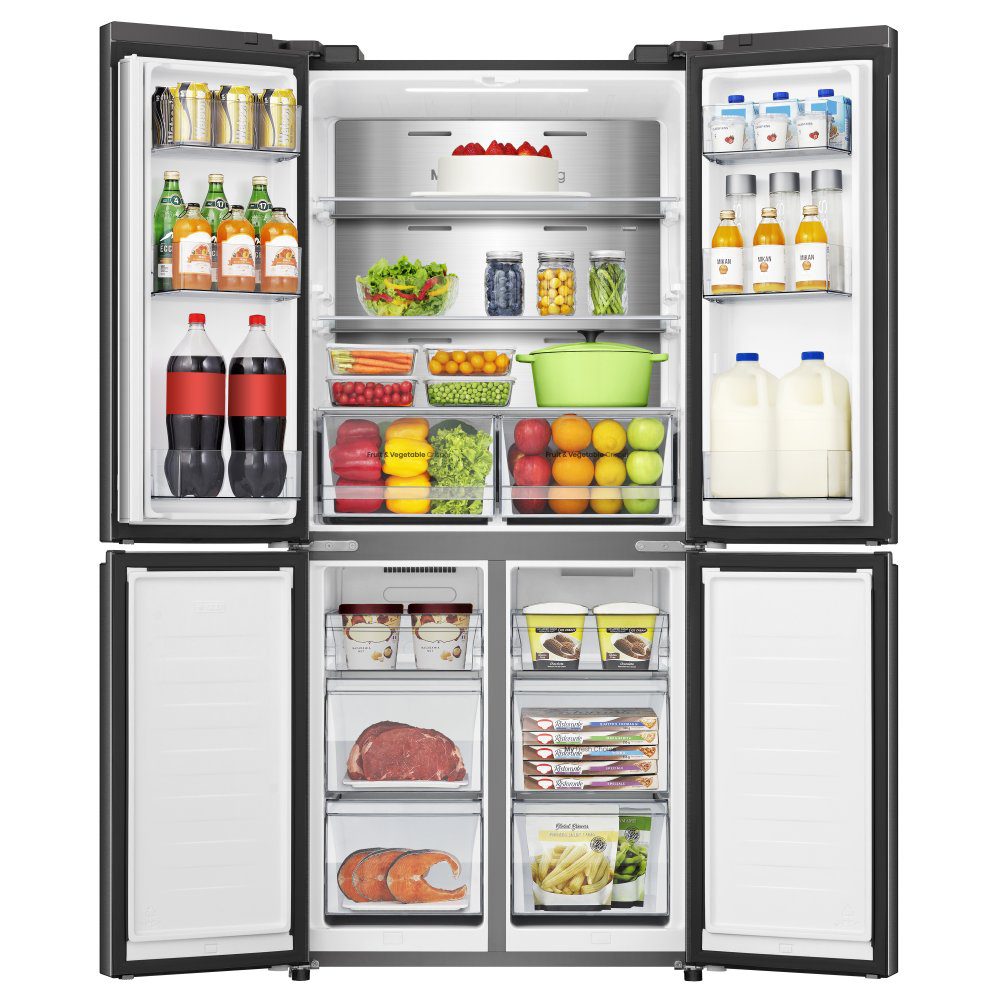 Hisense 79cm PureFlat Four Door Fridge Freezer RQ5P470SAFD – Black