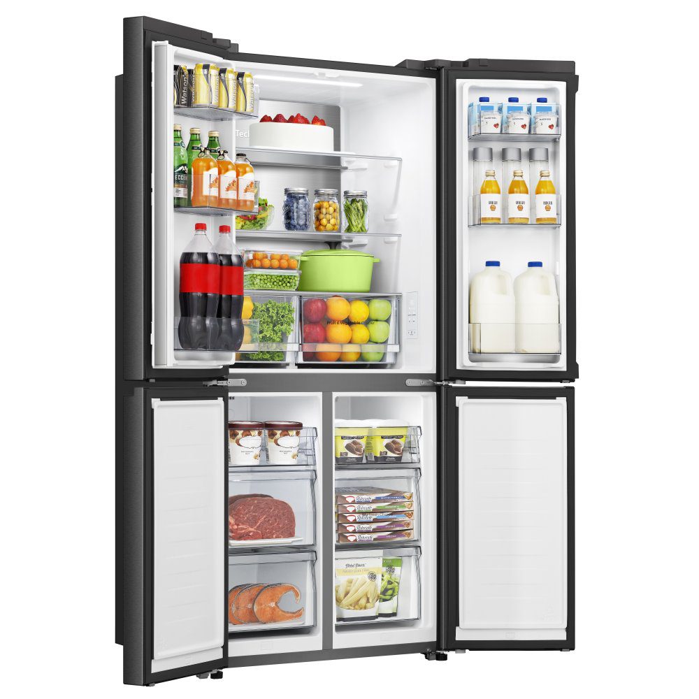 Hisense 79cm PureFlat Four Door Fridge Freezer RQ5P470SAFD – Black