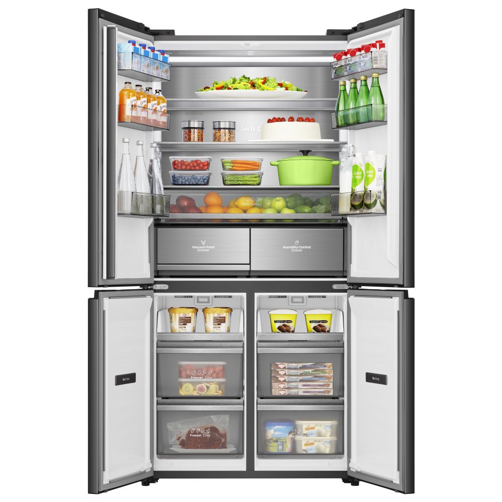 Hisense Kitchenfit Four Door American Style Fridge Freezer RQ768N4GBE- Black
