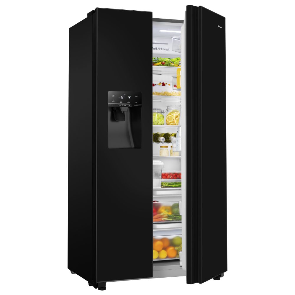 Hisense American Style Fridge Freezer Ice & Water Non Plumbed RS694N4TBE – Black