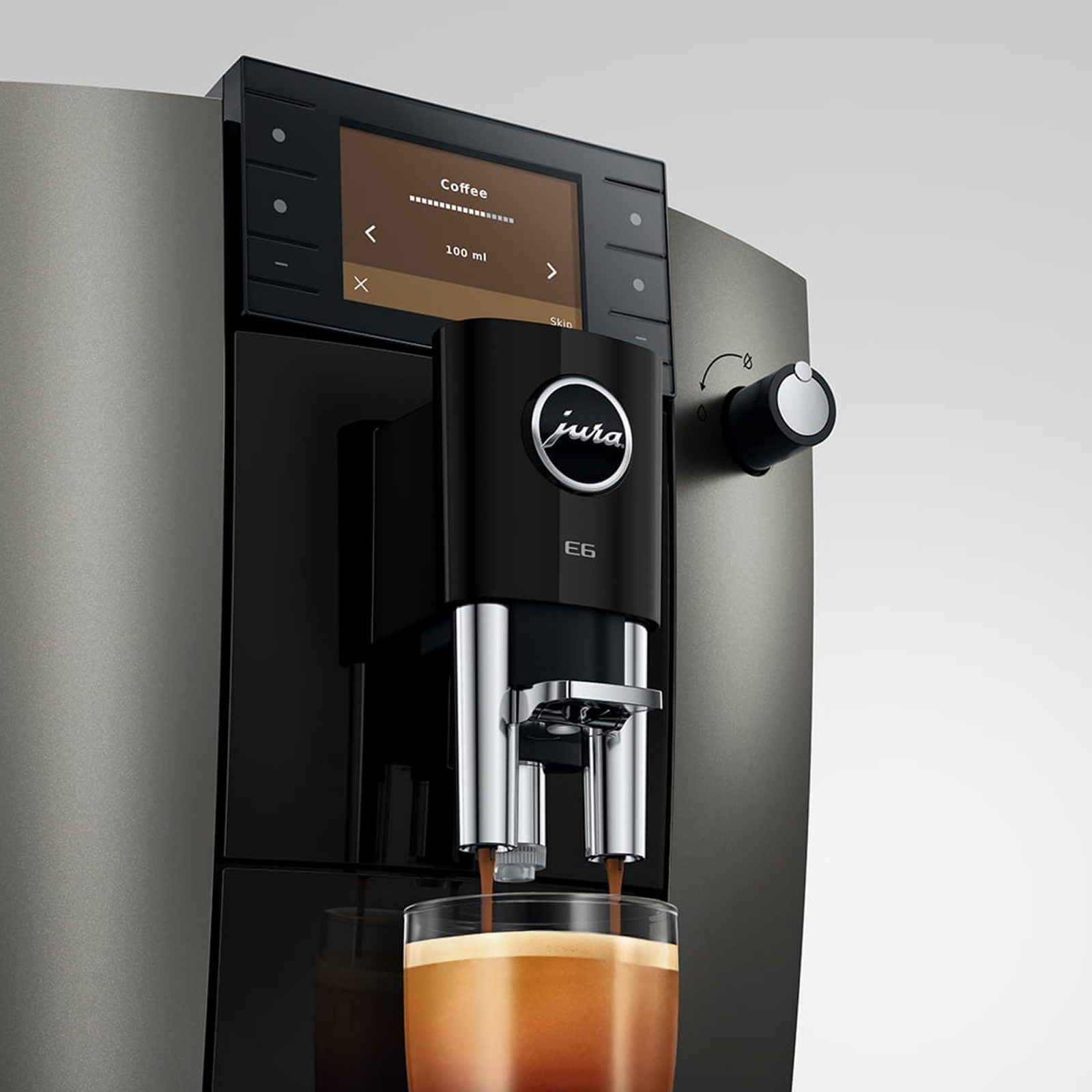 Jura E6 Freestanding Bean To Cup Coffee Machine 15854 – Dark Inox