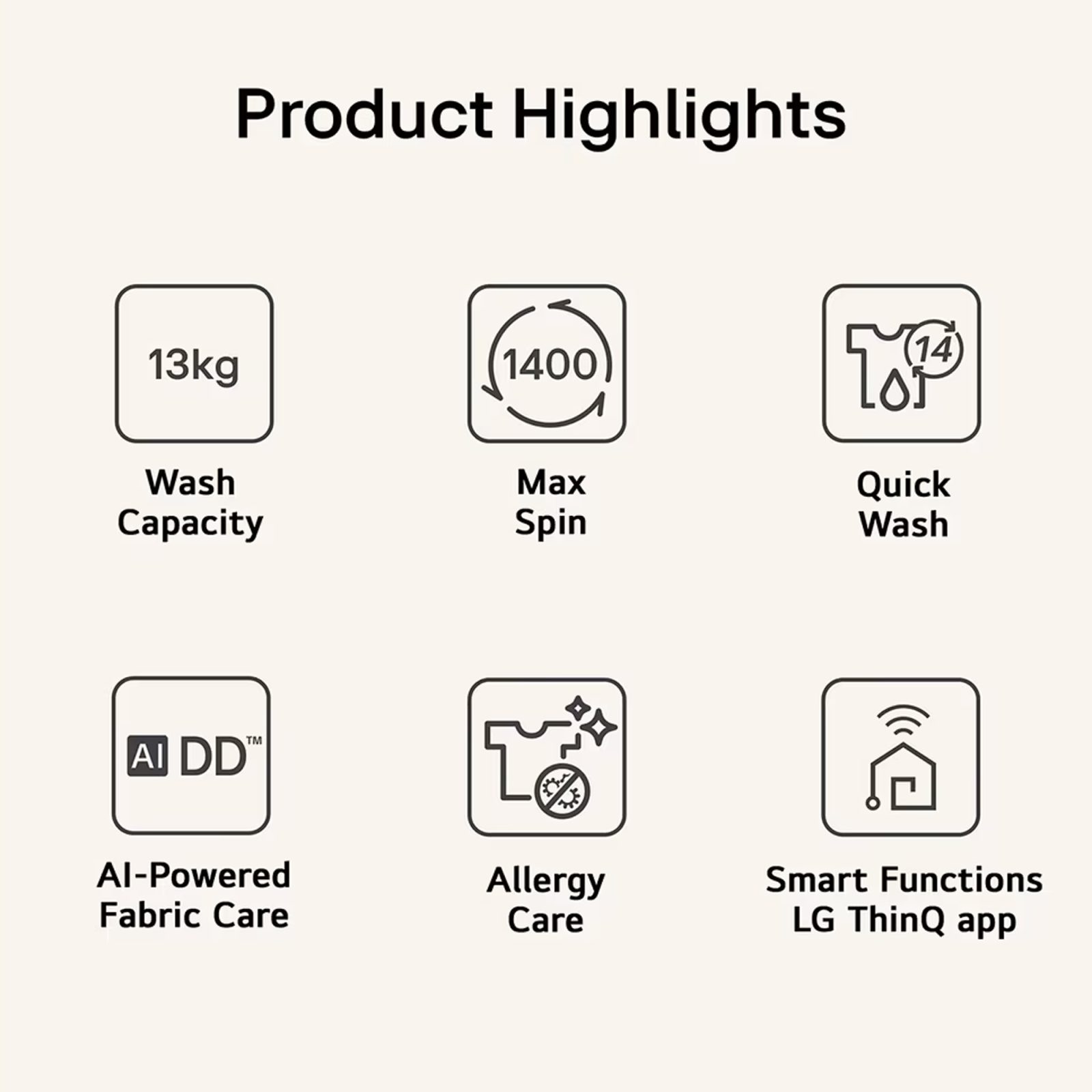 LG 13kg Series 5 AI Direct Drive Freestanding Washing Machine 14F4X5013TBB - Black