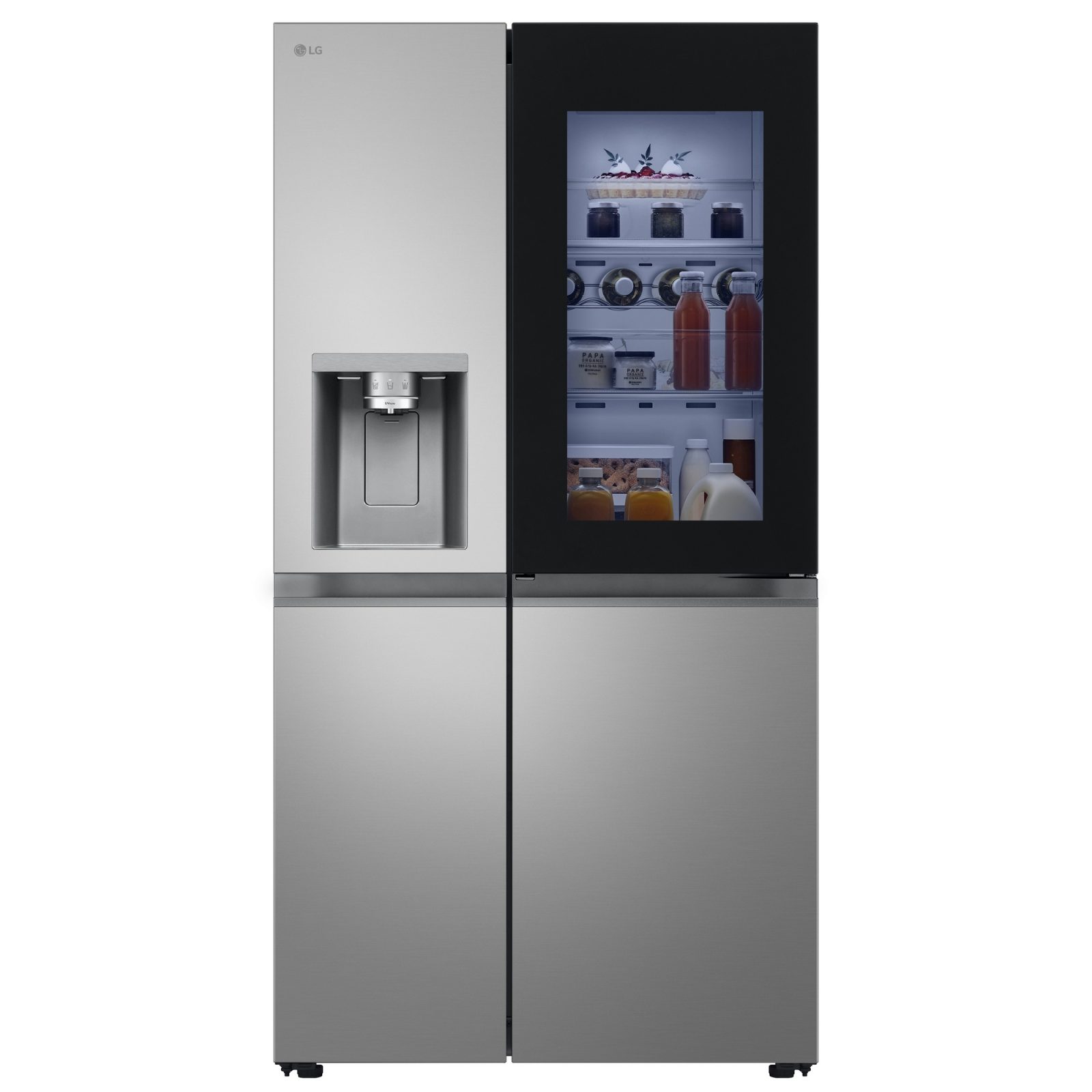 LG Instaview Door In Door American Fridge Freezer With Ice + Water Non Plumbed GSXE81PYBE – Silver