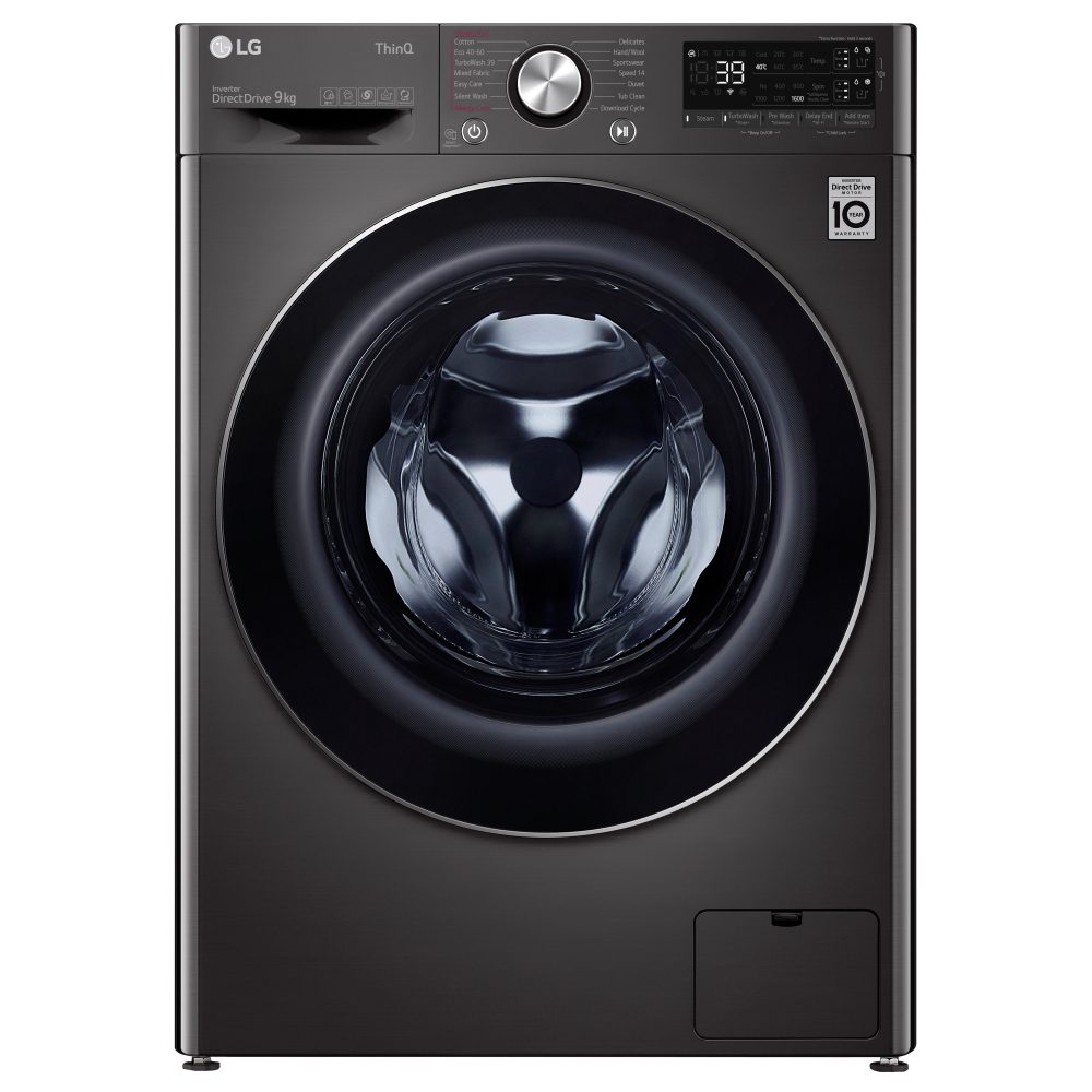 LG 9kg Autodose TurboWash Steam Washing Machine 1600rpm F6V909BTSA – BLACK STEEL