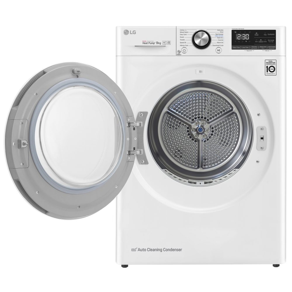 LG 9kg Eco Hybrid Heat Pump Condenser Tumble Dryer FDV909W – WHITE