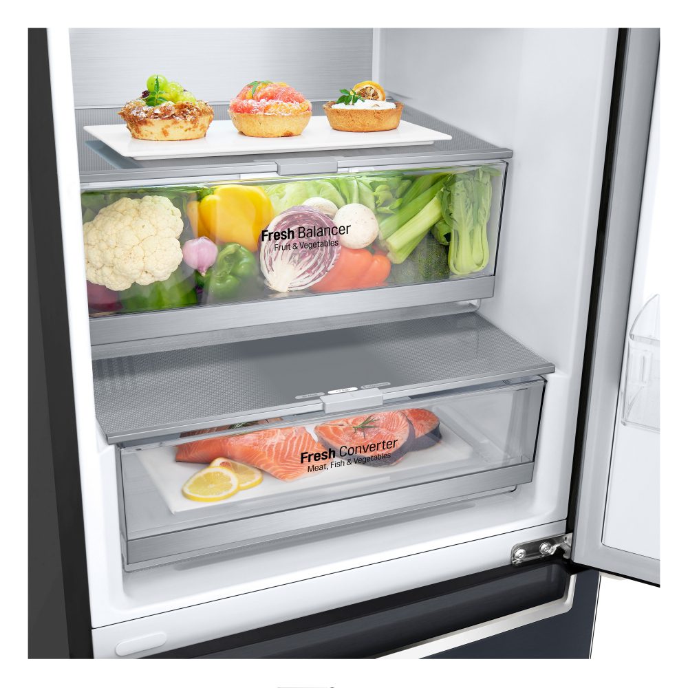LG 60cm Frost Free Fridge Freezer GBB92MCBAP – BLACK STEEL