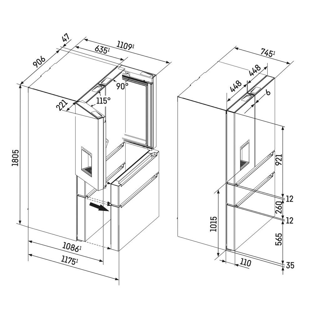 Liebherr Plus French Style BioFresh Fridge Freezer Ice & Water MBTSDI9528 – TERRA STEEL