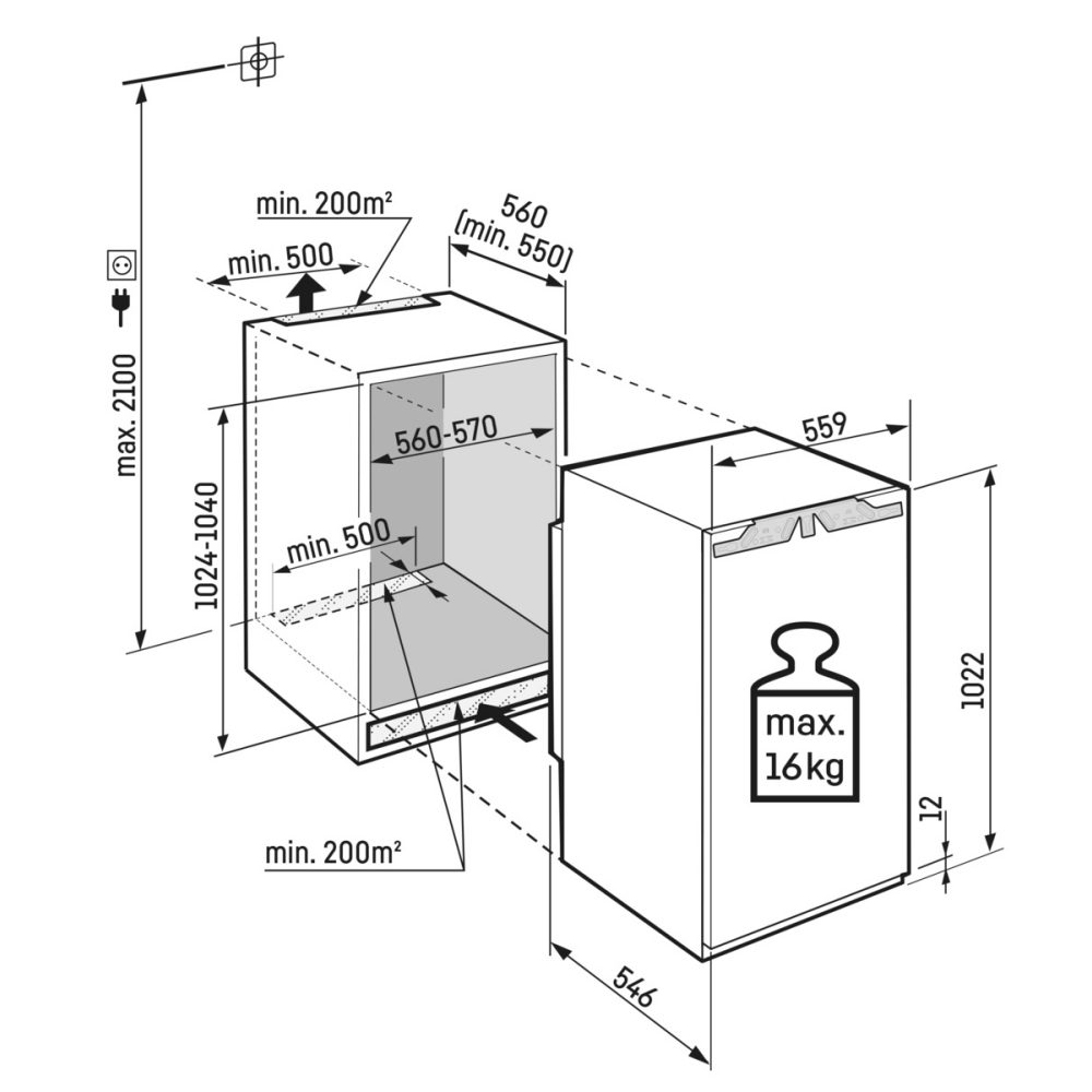 Liebherr 102cm Integrated In Column Prime Biofresh Larder Fridge IRBD4050