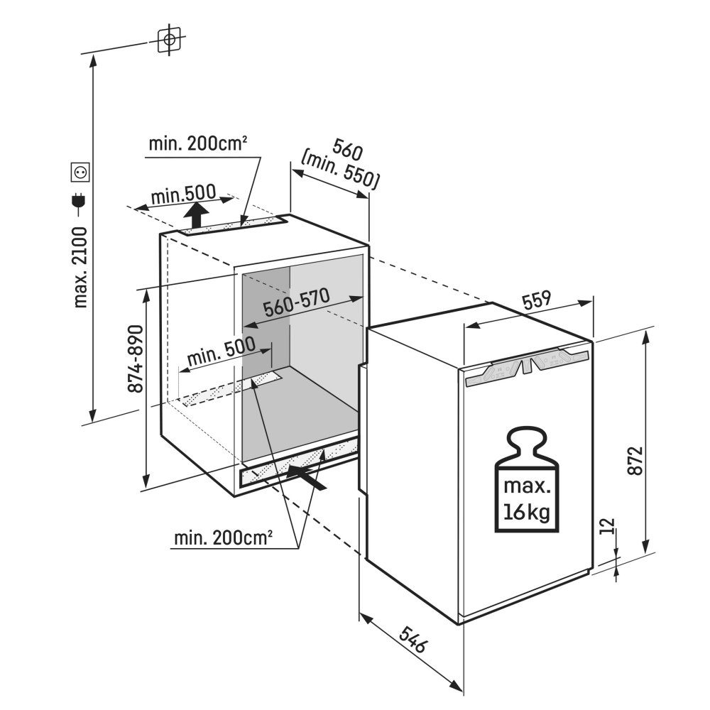 Liebherr 88cm Pure Integrated In Column Larder Fridge IRE3900