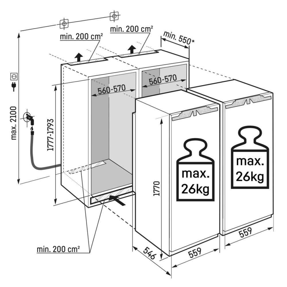 Liebherr 120cm Peak BioFresh Integrated Side By Side AutoDoor Fridge Freezer With Ice & Water IXRFA5175