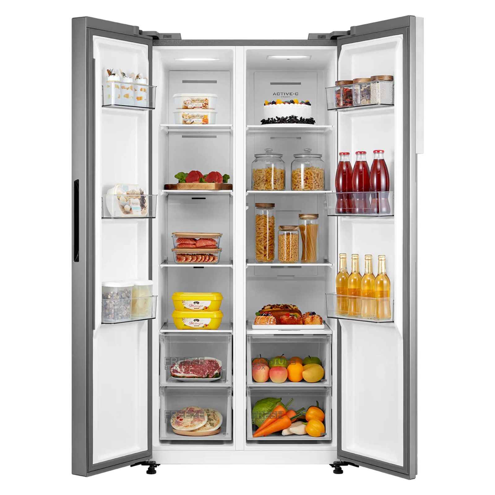 Midea 83.5cm Total No Frost Side By Side American Style Fridge Freezer MDRS619FIE46 - Stainless Steel