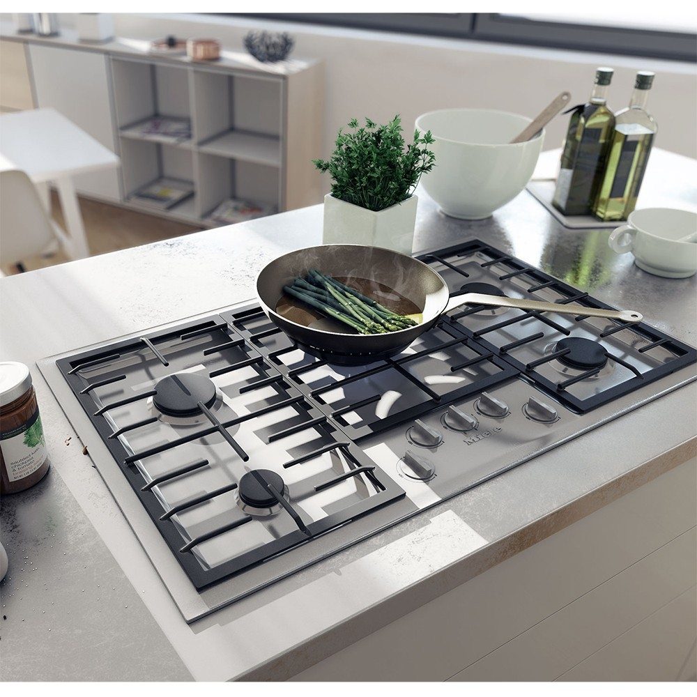 Miele 89cm Low Profile 5 Burner Gas Hob KM2354-1 – Stainless Steel