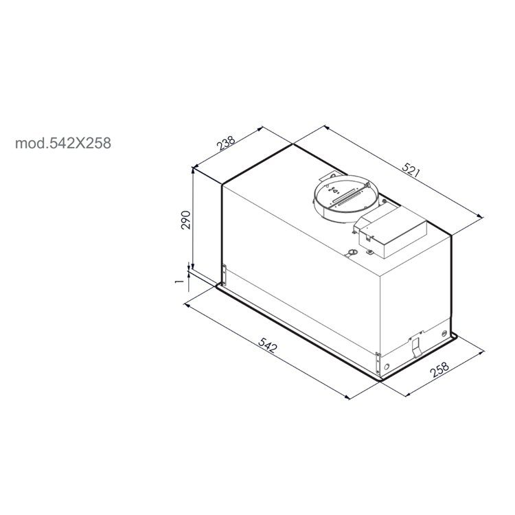 Miro STEALTH SLIM 54cm Shallow Depth Canopy Hood 277070 Stainless Steel