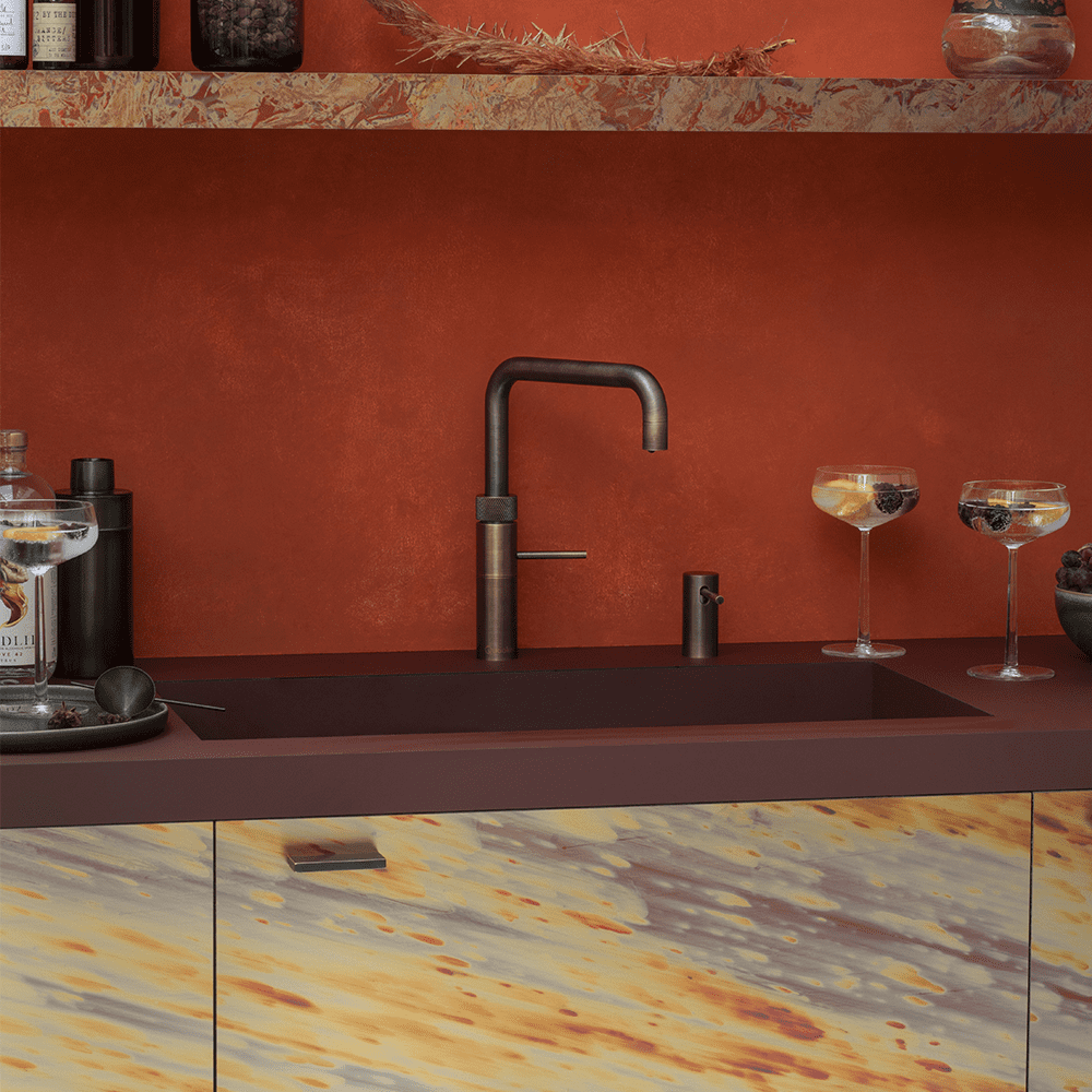 Quooker Combi Fusion Square 3-in-1 Boiling Water Tap COMBI 2.2 FUSION SQUARE PTN FNSPTB – Patinated Brass