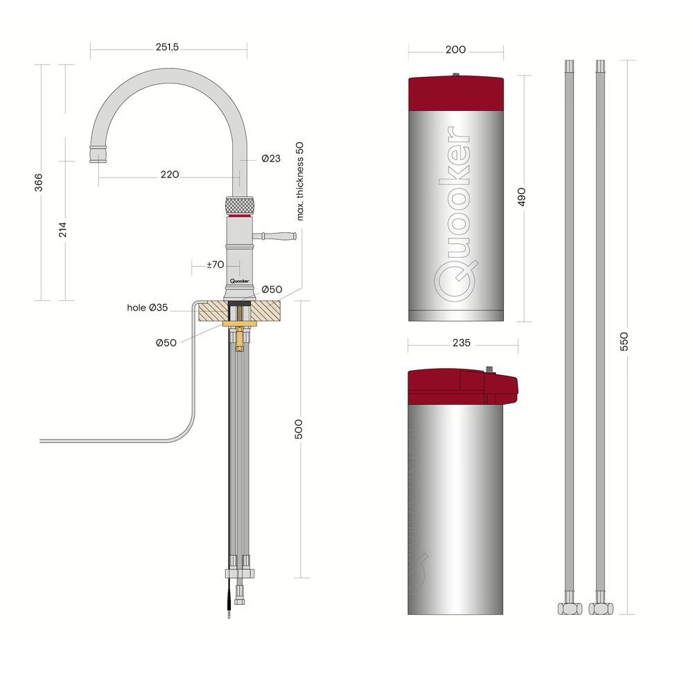 Quooker CFNRCHR Combi+ Classic Fusion Round Boiling Water Tap COMBI+ CLASSIC FUSION ROUND CHROME – CHROME