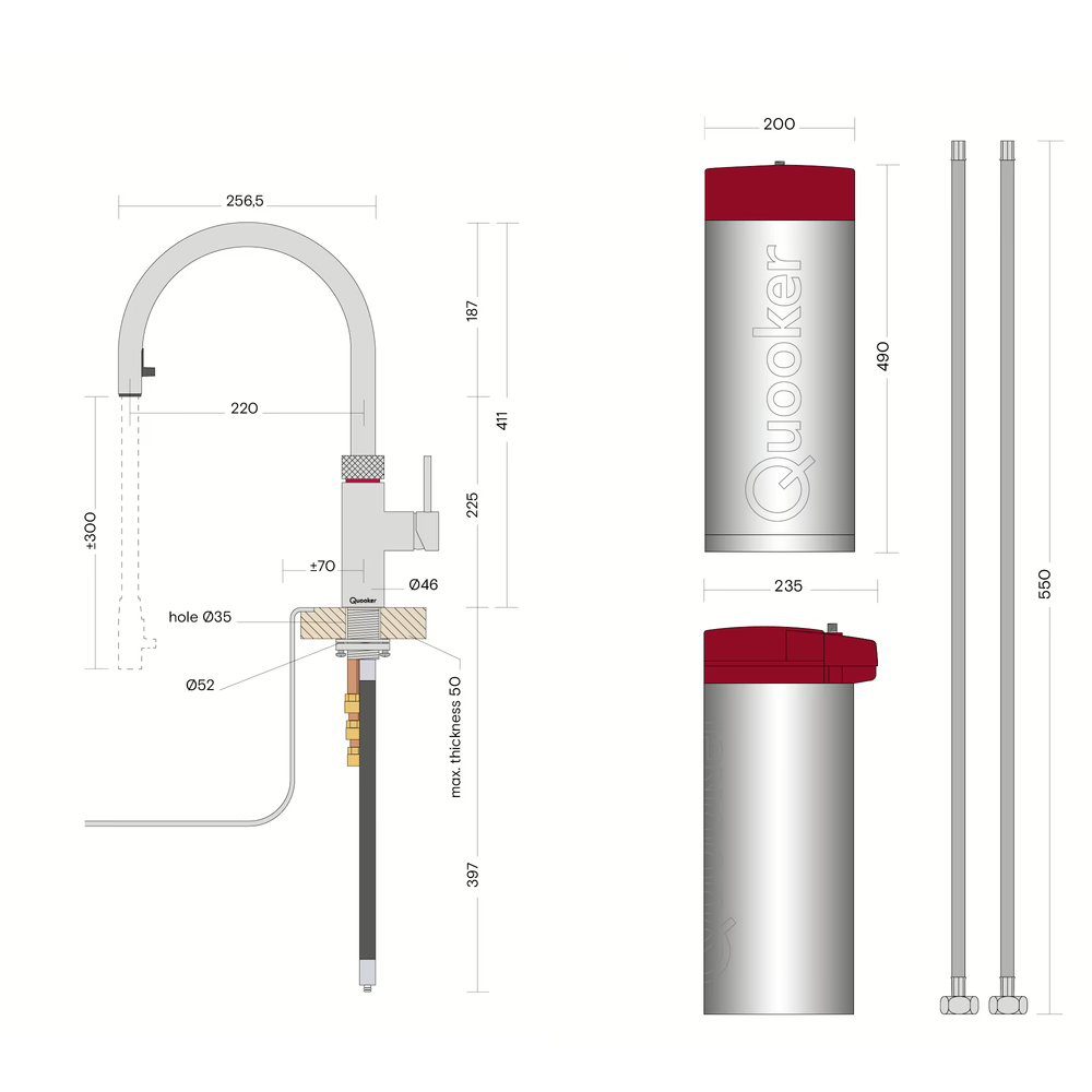Quooker FXRRCO Combi Flex Boiling Water Tap COMBI 2.2 FLEX ROSE COPPER – ROSE COPPER.