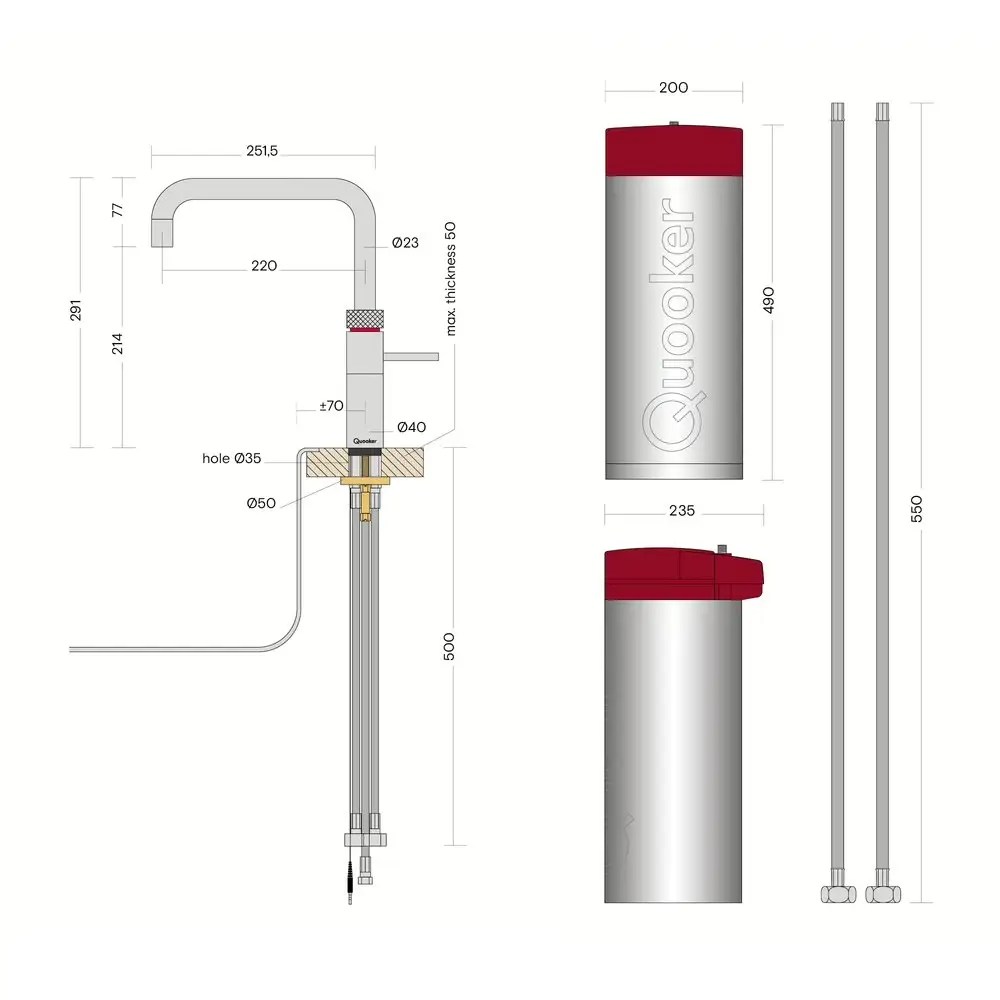 COMBI+ FUSION SQUARE ROSE COPPER KIT