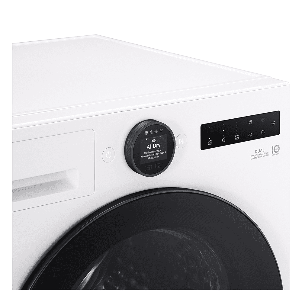 LG Series 7 AI Dry 9kg Heat Pump Tumble Dryer RHX7009TWB – White
