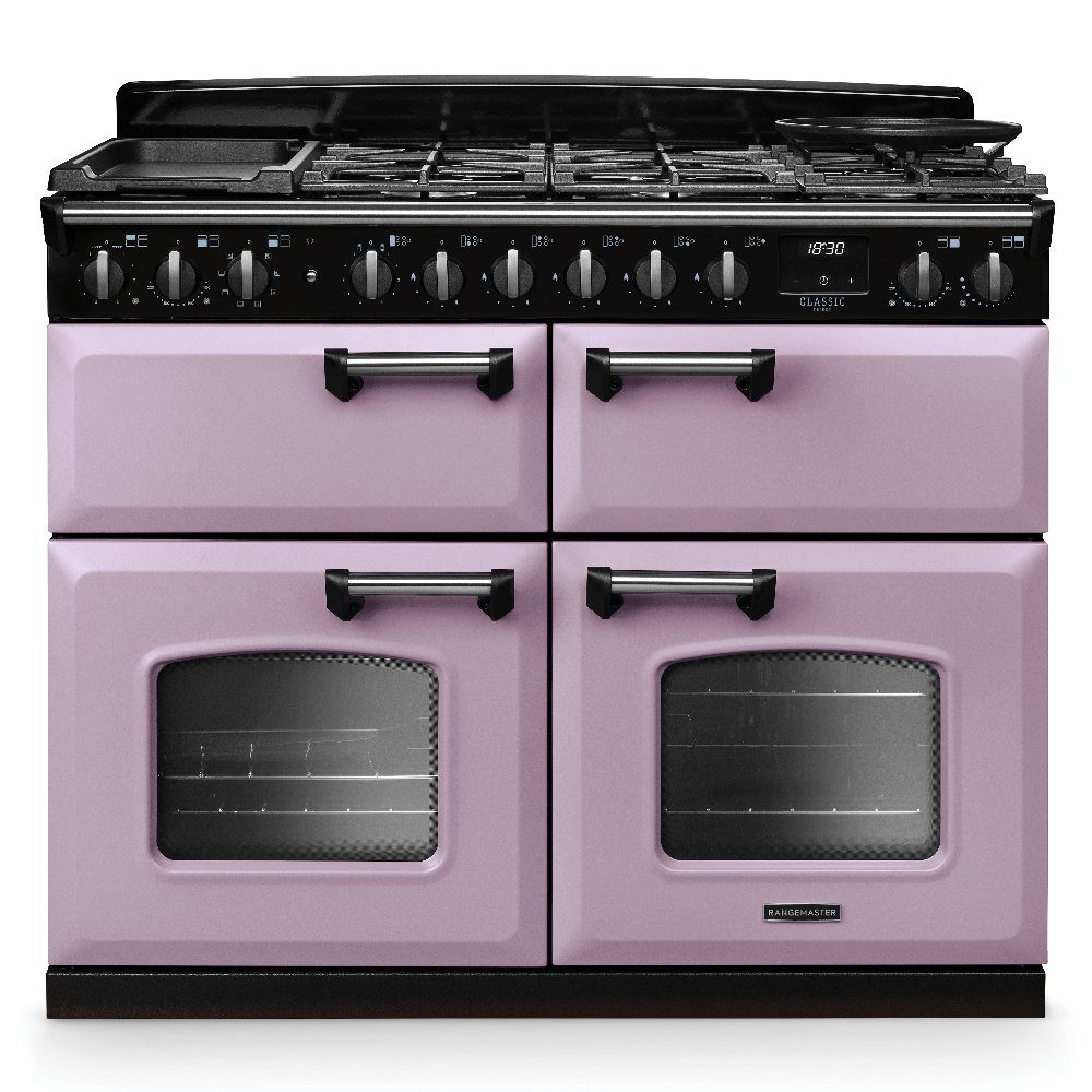 Rangemaster Classic Deluxe BC 110cm Dual Fuel Range Cooker Chrome Trim 17831 CLDLB110DFPHTH/CM1 – Heather