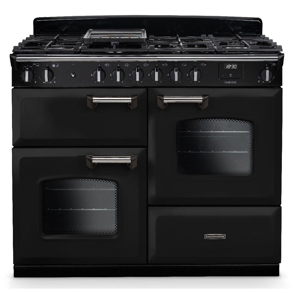 Rangemaster Classic 110cm OC Dual Fuel Range Cooker Chrome Trim 14215 CLO110DFPGBL/CM1 – Black