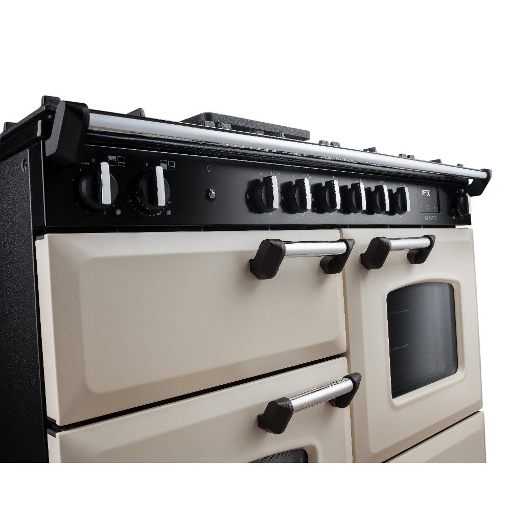 Rangemaster Classic 110cm OC Dual Fuel Range Cooker Chrome Trim 14216 CLO110DFPPCR/CM1 – Pale Cream