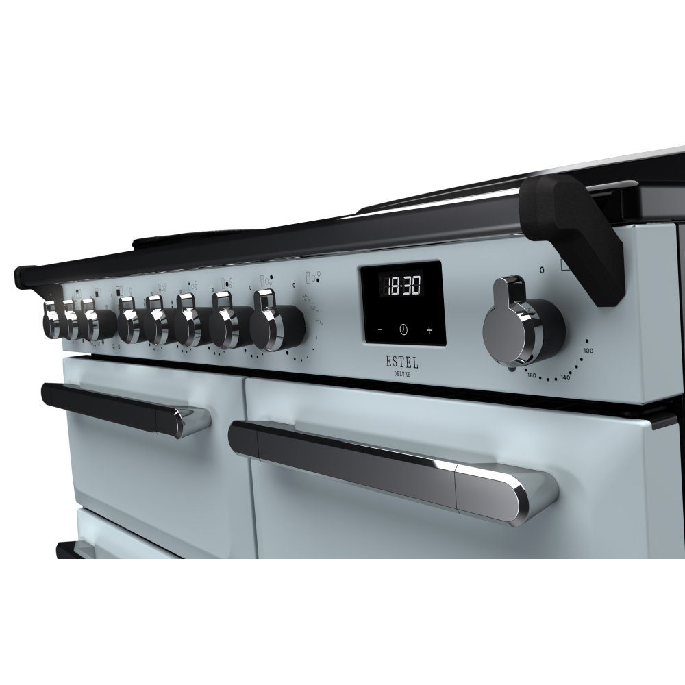 Rangemaster Estel Deluxe 100cm Induction Range Cooker With Chrome Trim 15117 ESDL100EIPMSB/CM1 – Misty Blue