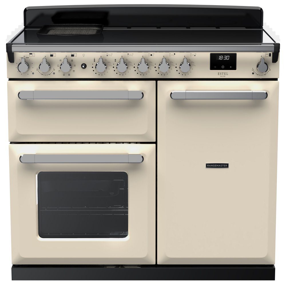 Rangemaster Estel Deluxe 100cm Induction Range Cooker With Chrome Trim 15114 ESDL100EIPPCR/CM1 – Pale Cream