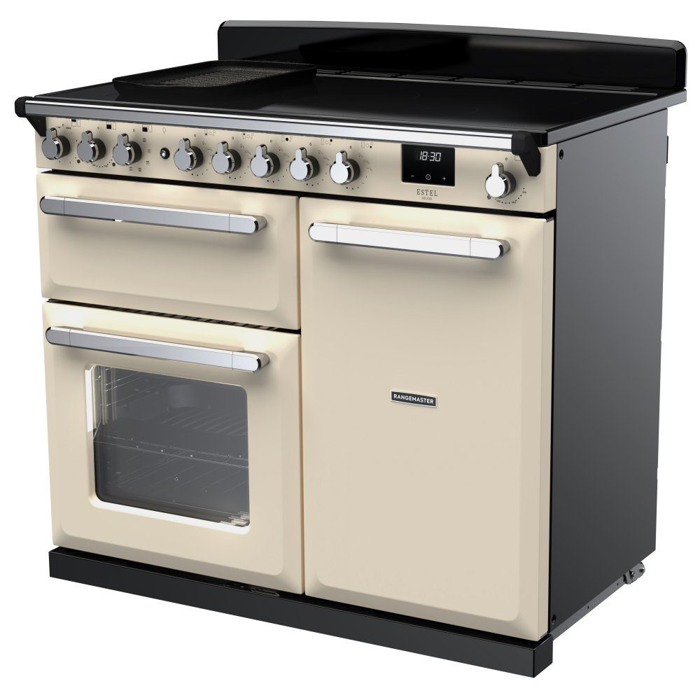 Rangemaster Estel Deluxe 100cm Induction Range Cooker With Chrome Trim 15114 ESDL100EIPPCR/CM1 – Pale Cream