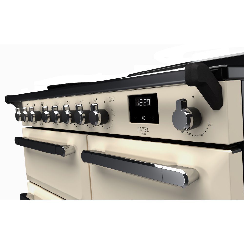 Rangemaster Estel Deluxe 100cm Induction Range Cooker With Chrome Trim 15114 ESDL100EIPPCR/CM1 – Pale Cream