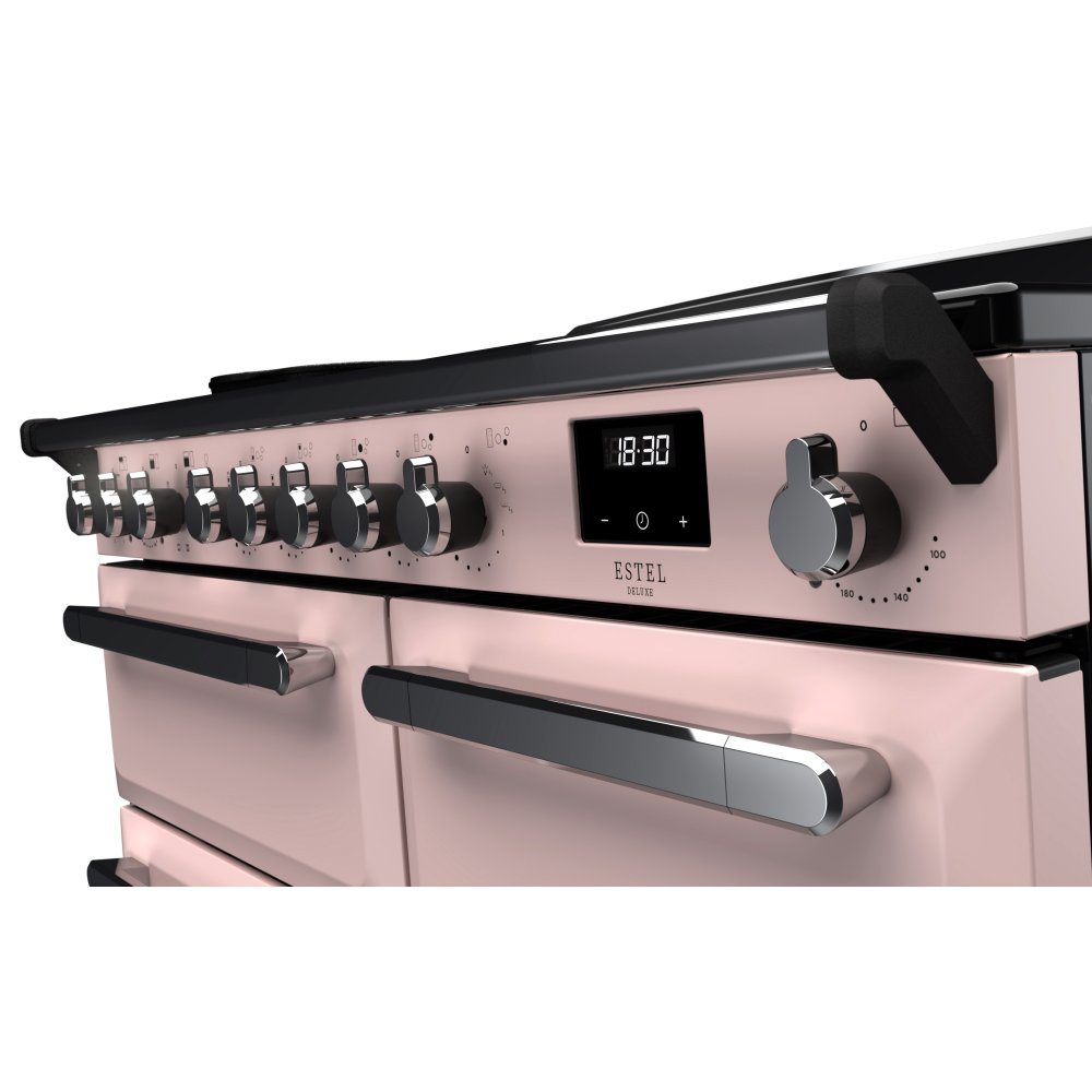 Rangemaster Estel Deluxe 100cm Induction Range Cooker With Chrome Trim 15118 ESDL100EIPPPK/CM1 – Pale Pink