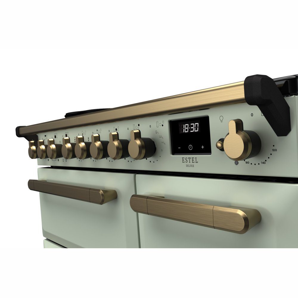 Rangemaster Estel Deluxe 90cm Induction Range Cooker With Antique Brass Trim 18059 ESDL90EIPMNT/AB1 – Mint