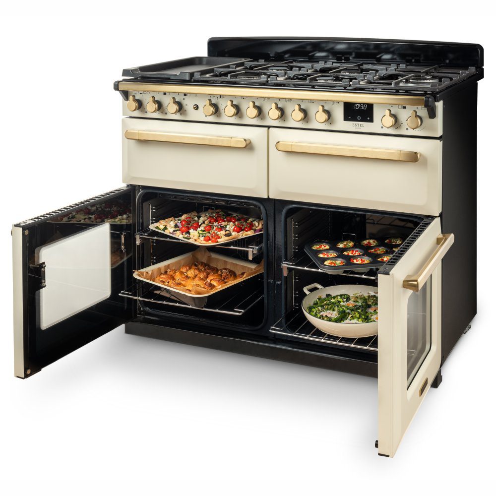 Rangemaster Estel Deluxe BC 110cm Dual Fuel Range Cooker With Chrome Trim 15253 ESDLB110DFPMSB/CM1 – Misty Blue