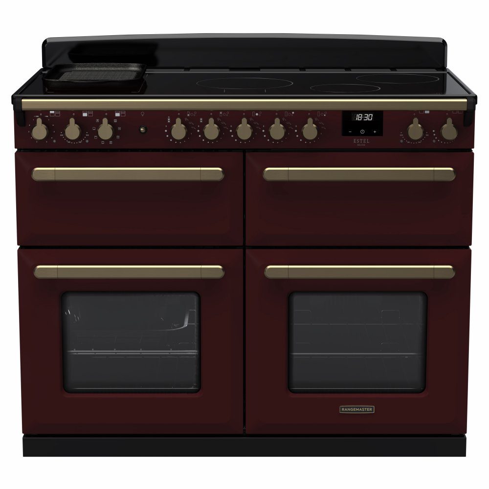 Rangemaster Estel Deluxe BC 110cm Induction Range Cooker With Antique Brass Trim 18168 ESDLB110EIPBOR/AB1 – Bordeaux
