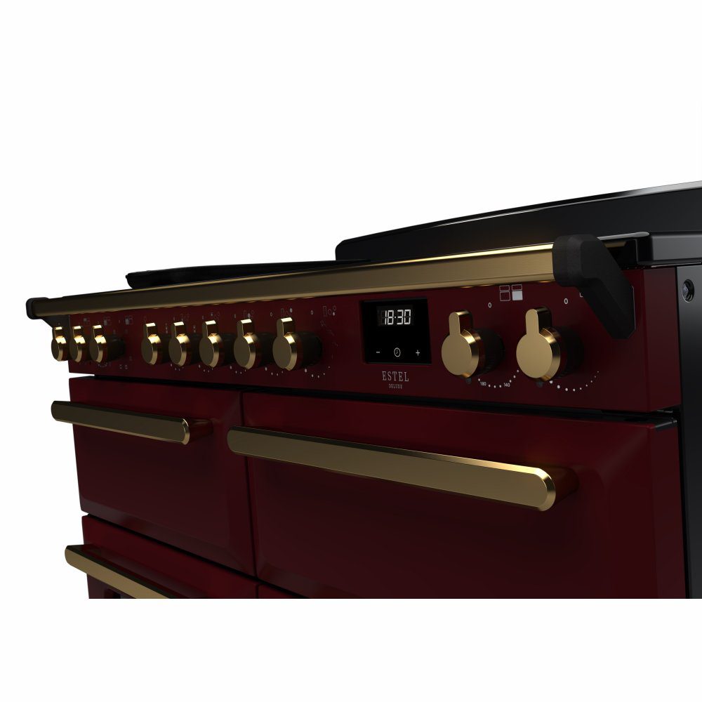Rangemaster Estel Deluxe BC 110cm Induction Range Cooker With Antique Brass Trim 18168 ESDLB110EIPBOR/AB1 – Bordeaux