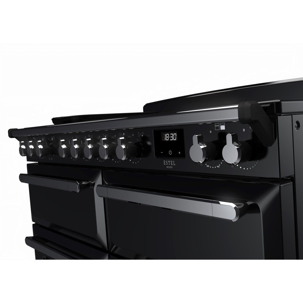 Rangemaster Estel Deluxe BC 110cm Induction Range Cooker With Chrome Trim 15299 ESDLB110EIPGBL/CM1 – Black