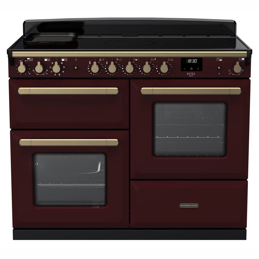 Rangemaster Estel Deluxe OC 110cm Induction Range Cooker With Antique Brass Trim 18126 ESDLO110EIPBOR/AB1 – Bordeaux