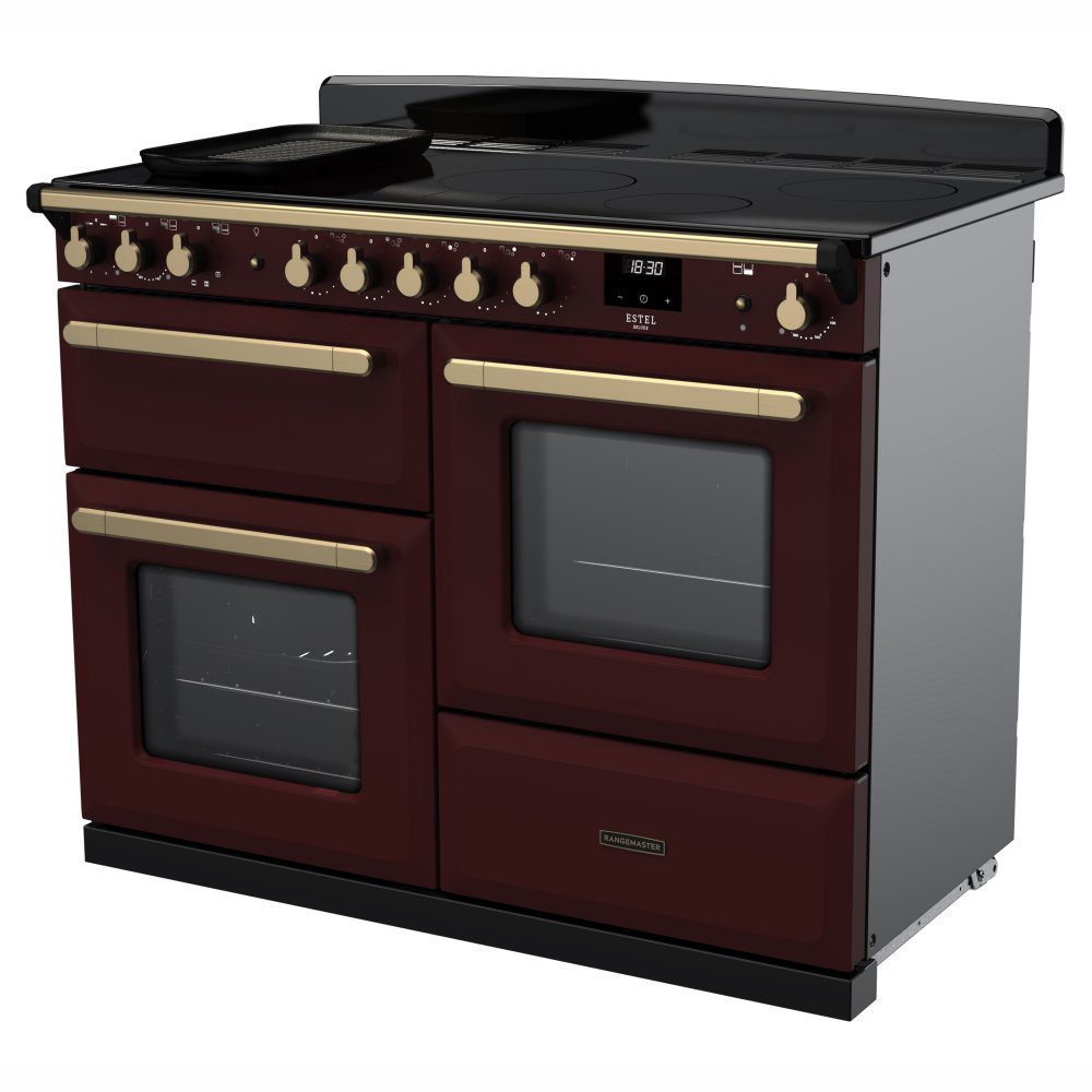 Rangemaster Estel Deluxe OC 110cm Induction Range Cooker With Antique Brass Trim 18126 ESDLO110EIPBOR/AB1 – Bordeaux