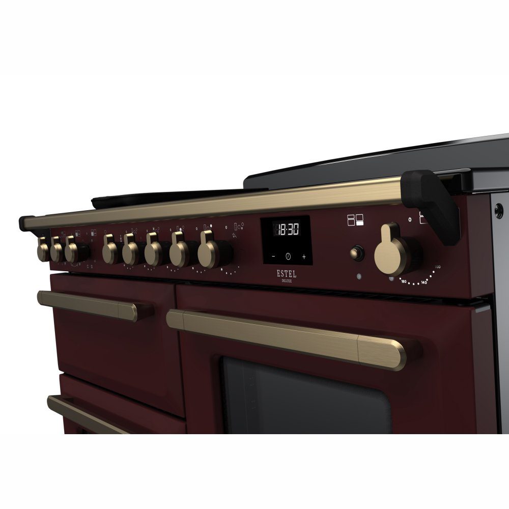 Rangemaster Estel Deluxe OC 110cm Induction Range Cooker With Antique Brass Trim 18126 ESDLO110EIPBOR/AB1 – Bordeaux