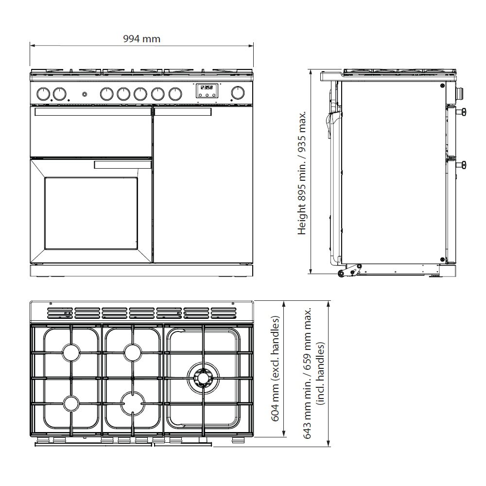 Rangemaster Nexus 100cm Dual Fuel Range Cooker 16388 NEX100DFPGBL/CM1 – Black