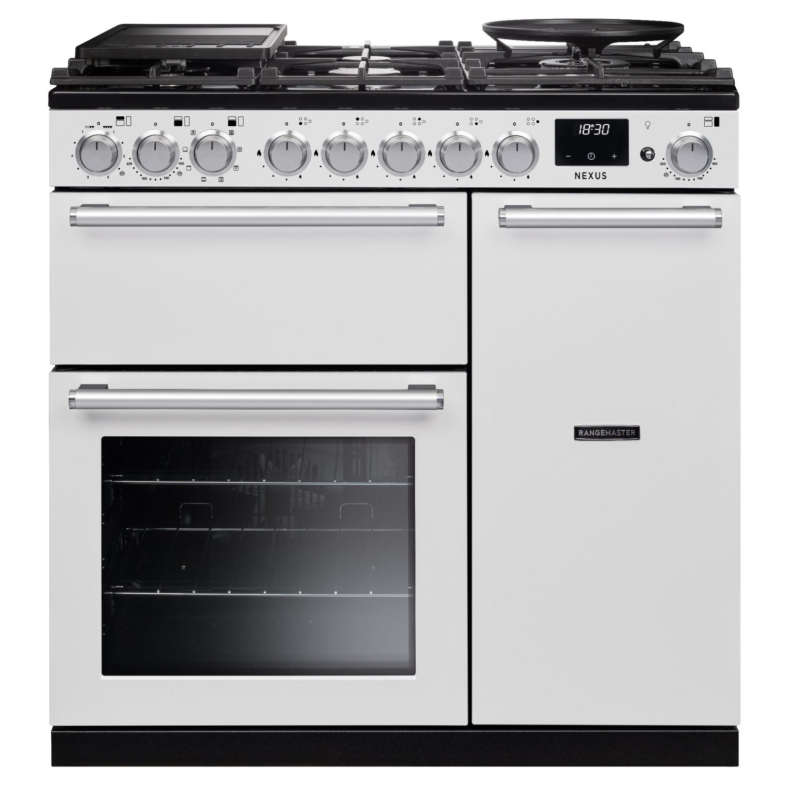 Rangemaster Nexus 90cm Dual Fuel Range Cooker 16349 NEX90DFPWHT/CM1 – White