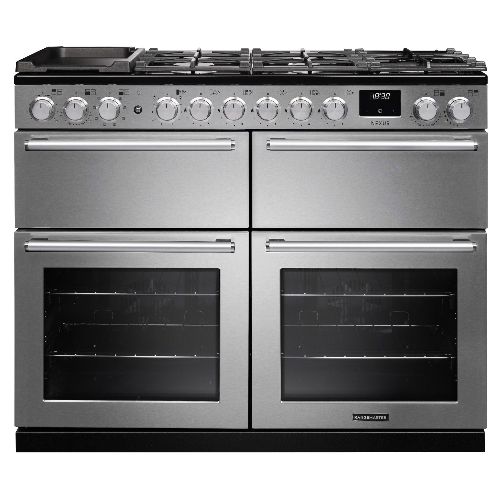 Rangemaster Nexus 110cm BC Dual Fuel Range Cooker 16457 NEXB110DFSTST/CM1 – Stainless Steel